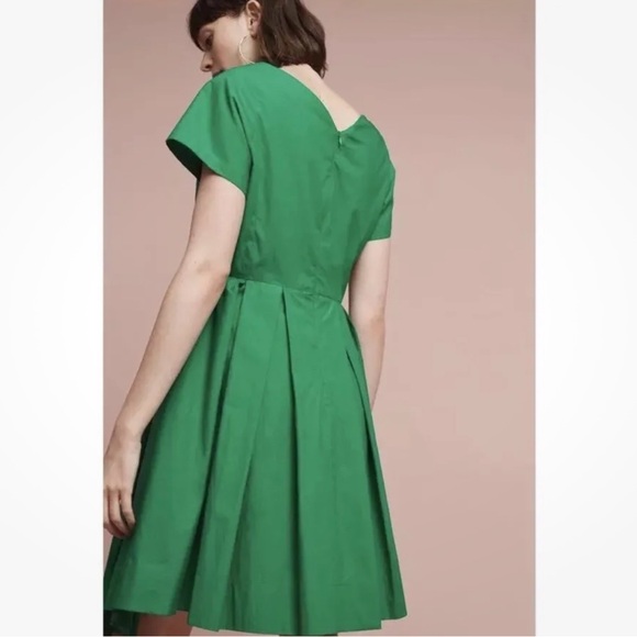 Anthro 100% Cotton Oragami Poplin Draped Fit n Flare Pocket Dress Maeve Size 6 - Picture 2 of 6